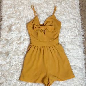 Mustard bow romper
